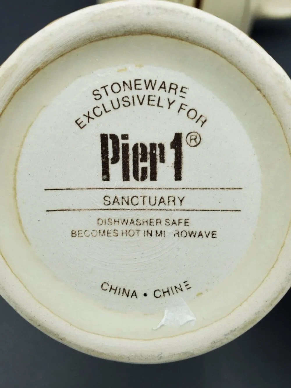 Pier 1 Sanctuary Mugs Tan Stoneware Mugs with Brown Lines
